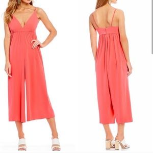 Gianni Bini Erica Pink Sleeveless Wide Leg Cropped Jumpsuit size 0